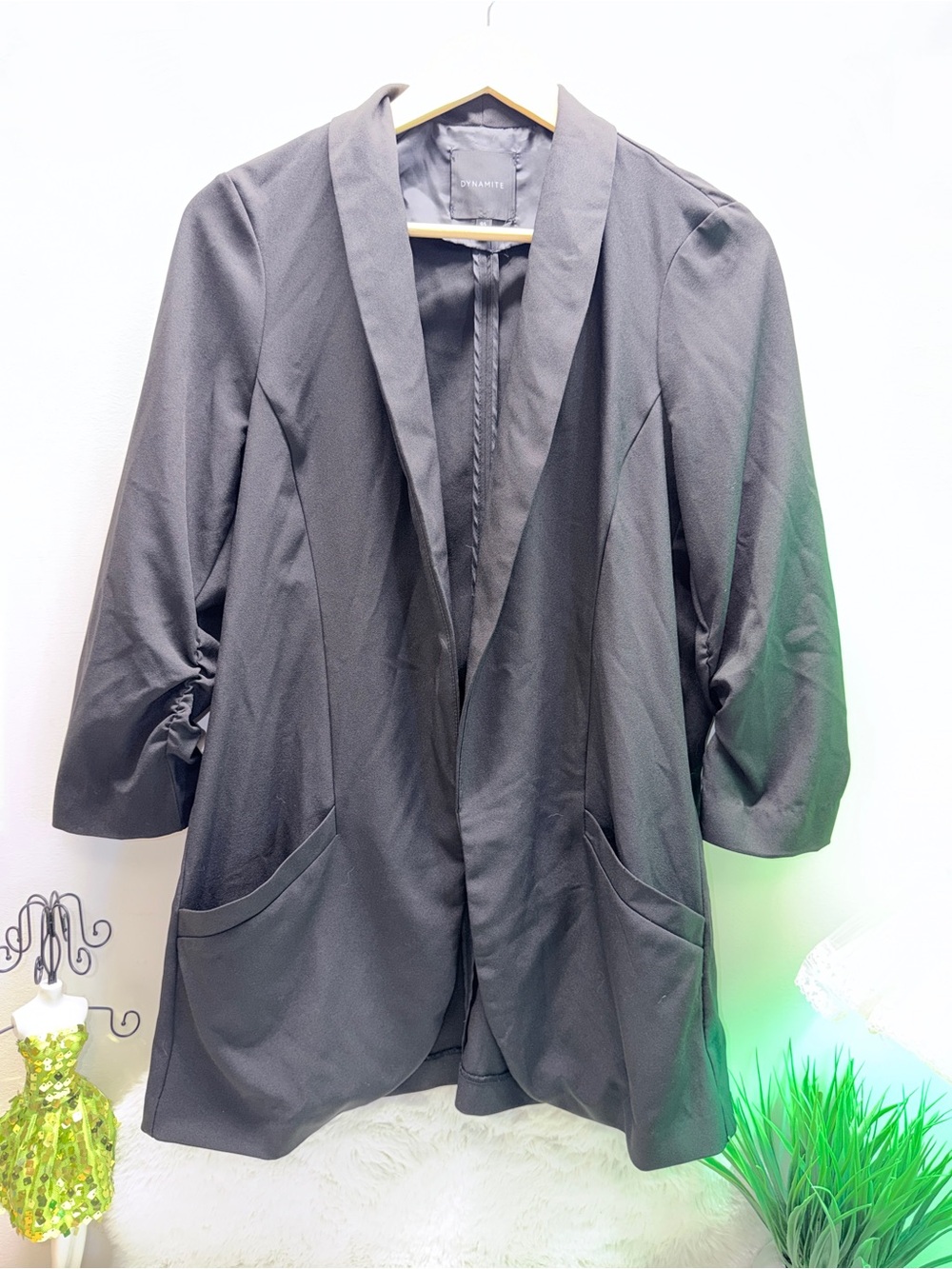 Black Open-Front Casual Effortless Everyday Office Blazer Jacket w/ Pockets 💝